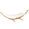 Outdoor Garden Hammock with Wooden Stand Swing Hanging Bed for Patio White