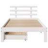 Bed Frame with Drawers White90x200 Solid Wood Pine O9W6