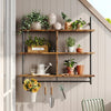 3 Tier Floating Shelving Bookshelf with Hooks for Living Room Kitchen Balcony UK