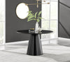 Black Semi-Gloss Round Pedestal Pillar Kitchen Dining Table