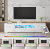 200cm All High Gloss White TV Stand Cabinet Unit Storage with RGB LED Cupboard