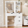 4 Drawers Vanity Table Set White Dressing Table with Mirror and 10 LED Bulbs NEW