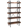 Wooden Bookcase Bookshelf Metal Frame 5 Tiers Shelves Free Shelving Storage Unit
