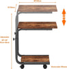 Side Table Height Adjustable End Bedside Table with 4 Wheels for Sofa Bedroom