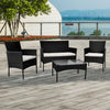 4 Piece Black Rattan Garden Furniture Set Chairs Table Sofa Wicker Outdoor Patio
