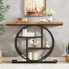 41.3'' Console Table, Industrial 4-Tier Sofa Table Entryway Table w/ Circle Base