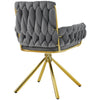6 Pcs Rotatable Dining Chairs Velvet Padded Metal Legs Kitchen Swivel Chair Grey
