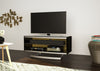 Contemporary Black Glass TV Stand, Up to 50" - Open Shelving, Height Adjustable