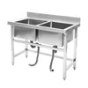 Commercial Stainless Steel Warewashing Sink Double Bowl Catering Wash Table Sink