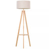 Bedside Light Free Standing Floor Lamp Tripod Holder Storage Shelf Linen Shade
