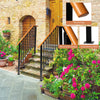 Wood Iron Handrail Picket Stair Rail for 3-4 Steps Handrail Outdoor Stairs Black