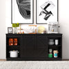 Sliding Barn Door Sideboard Storage Cabinet Coffee Bar TV Stand Farmhouse Style