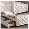 Double Size Bed Frame With Storage Drawers 4ft6 White Faux Leather Headboard
