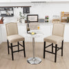 Set of 2 Bar Stools Wooden Counter Height Chair Upholstered W/ Rubber Wood Legs