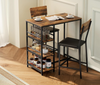 Bar Table Set 3 Piece Stools Shelves Industrial Dining Breakfast Table for Home