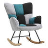 Patchwork Fabric Wing Back Rocking Chair Sofa Leisure Rocker Recliner Armchair
