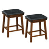 2Pcs Upholstered Bar Stool Backless Counter Height Stools Dining Chairs Brown