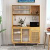 175CM Kitchen Bamboo Buffet Cabinet Wine Bar Freestanding Pantry Cabinet