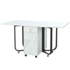 Space-saving Folding Dining Table Drop Leaf Table with Drawer Black Legs