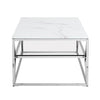 Pocatello White Marble Effect Glass Coffee Table With Chrome Frame