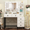 Dressing Table with LED Mirror Modern Makeup Desk Vanity Table+5 Drawers White