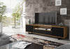 TV Unit 200cm Sideboard Cabinet | Oak & Black Wave Doors | Modern TV Stand