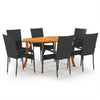 7 Piece Garden Dining Set Black