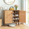 GYMAX 2-Door Shoe Cabinet 4-Tier Shoe Rack Storage Organizer Teak