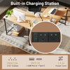 150 cm Corner Computer Desk with Built-in Power Strip-Natural
