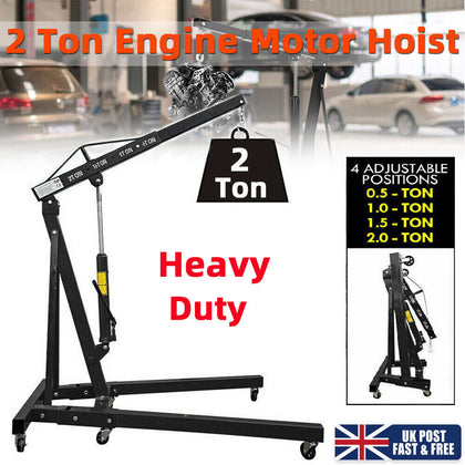2 Ton Hydraulic Folding Engine Crane Stand Hoist Jack Lifting Garage Wheel Red