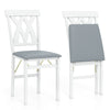 Set of 2Folding Wooden Dining Chair Faux Leather Upholstered Kitchen Chairs