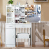 White Vanity Makeup Dressing Table Set w/Stool Drawer&Mirror Jewelry Wood Desk