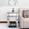 2 Tier Luxury Silver Mirrored Side Table Nightstand w/ Drawer Sofa Side Bedside
