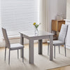 Small Space Dining Set 3Pcs Square Dining Table+ 2 Dining Chairs Set Grey Wooden