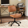 Adjustable PU Leather Office Chair Mobile Desk Chair Swivel Leisure Chair-Orange