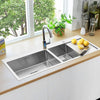 Large 1.5 Bowl Square Inset Stainless Steel Kitchen Sink with Right Hand Drainer