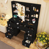 Bedroom Dressing Table With 7 Drawers LED Mirror Set Makeup Desk Vanity Table