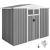 8 x 4 ft Garden Storage Shed, Outdoor Metal Shed, Light Grey