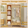 Garment Rack Bamboo Clothing Rack with Hanging Rod Storage Shelf Drawers