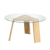 Round Coffee Table Modern Tempered Glass Top Table w/ Transparent Table