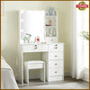 Dressing Table Mirror with 10LED Lights Stool Makeup Vanity Set Desk + 6 Drawers