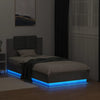 Bed Frame with Headboard and LED Lights Concrete Grey 90x190 cm Single vidaXL