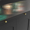 Modern Sideboard Storage Cabinet Cupboard with Glass Door and Open Space Black