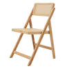 2pc Wooden Folding Chairs Woven Rattan Backrest Seat Modern Lounge Dining Chairs