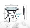 NEW INDOOR OUTDOOR PORTABLE GARDEN PATIO BISTRO FOLDING GLASS TOP METAL TABLE