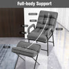 Modern Accent Chair Linen Fabric Arm Chair Upholstered Single Chair w/Ottoman