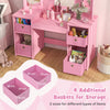 Princess Dressing Table Kids Vanity Desk & Chair Set-Pink