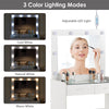 White Mirrored Dressing Table Set With LED And Stool Cabinet Adjustable