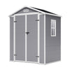 6x4.4FT Grey Plastic Shed Outdoor Garden Tools Storage House with 2 Doors Window