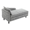 Left Armrest Chenille Chaise Lounge Indoor Lounge Sofa w/Hidden Storage &Pillow